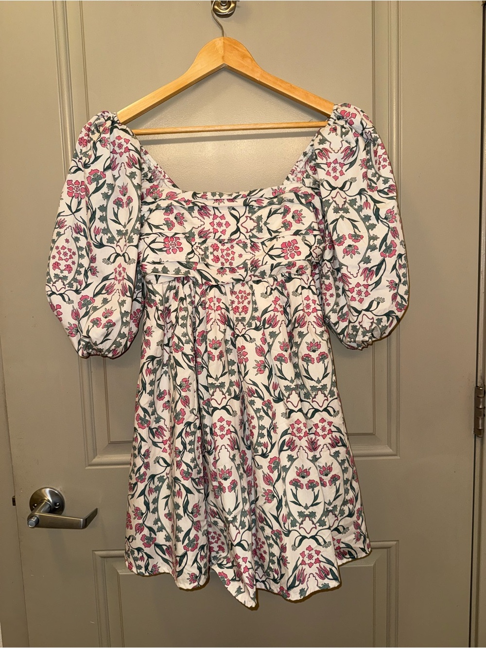 Abercrombie & Fitch White Mini Dress with Pink and Green Floral Pattern